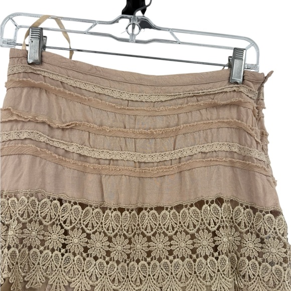 Vintage 90s Brown Mixed Media Lace Gypsy Skirt Whimsigoth Witchy Boho Maxi - Picture 6 of 11